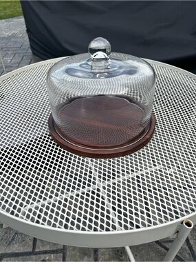 Glass & Wood Cake Dome / Cheese Board